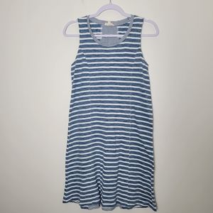Jane and Delancey Costal Cozy Blue Striped Sleeveless T-shirts Midi‎ Dress S